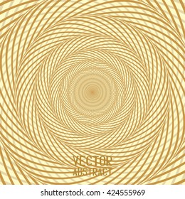 Abstract Spiral Background. Golden Rotating Hypnotic Pattern. Vector Illustration