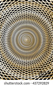 Abstract Spiral Background. Golden Rotating Hypnotic Pattern. Vector Illustration