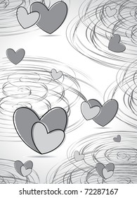 abstract spiral background with grey hearts