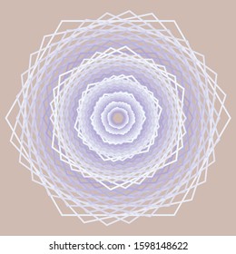 Abstract spiral background. Lace or snowflake. Noise structure with hexagons. Vector image