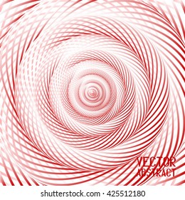 Abstract Spiral Background. Red Rotating Hypnotic Pattern. Vector Illustration