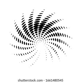 Abstract spiral black dots white design element on white background of twist lines. Vector Illustration eps 10 for elegant business card, print brochure, flyer, banners. Golden ratio traditional logo