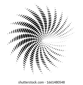 Abstract spiral black dots white design element on white background of twist lines. Vector Illustration eps 10 for elegant business card, print brochure, flyer, banners. Golden ratio traditional logo