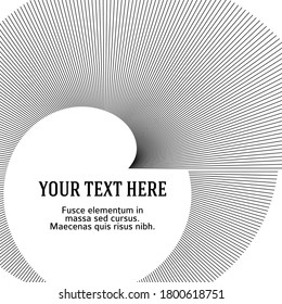 Abstract spiral black white design element on white background of twist lines. Vector Illustration eps 10 for elegant business card, print brochure, flyer, banners, cover book, label, fabric