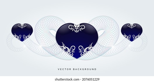 abstract spiral in blue with heart shape ornament