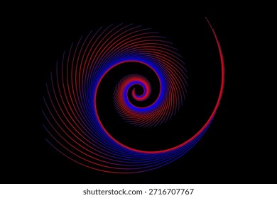 Abstract spiral burst background image. Spiral background with depth of field and shadows. 3D render of swirling lines texture.

