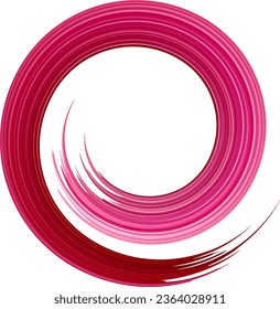 Abstract spiral circle with curve pink brush stroke texture gradient. Vector illustration.