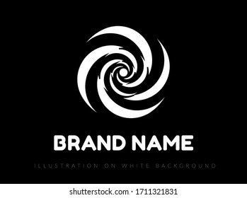 Abstract spiral circle design. Vector logo on black background.