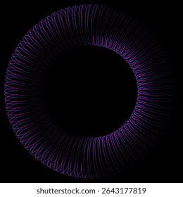 Abstract spiral circle on black background, vector illustration.
