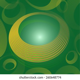 Abstract spiral circle text box on green background