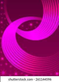 Abstract spiral circle text box on violet background with stars design