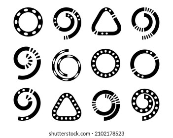 Abstract Spiral, Circle And Triangle Elements For Design. Vector Art.