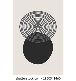 Abstract spiral circles in black, vector