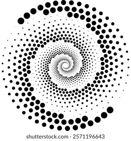 Abstract Spiral Circular Dotted Design on a White Background