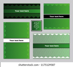 Abstract spiral cubes pattern A5 brochures vector template set green