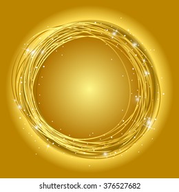 abstract spiral curl luminous stars yellow