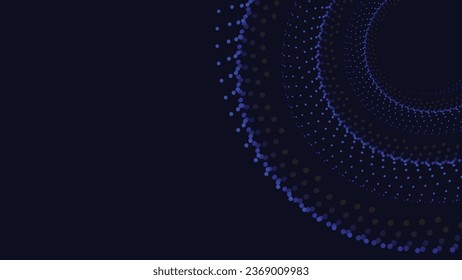 Anuncio de fondo azul oscuro espiral abstracto, tipo de logotipo espiral, diseño temático mandala, Banner con puntos redondos abstractos.