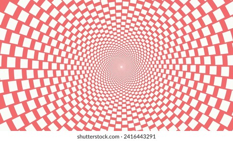 Abstract spiral distorted wavy background in red.