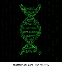Abstract spiral of DNA binary code, technology model, vector illustration, eps 10