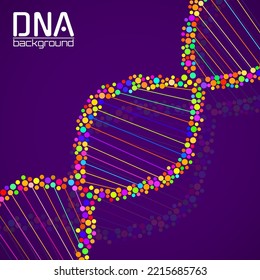 Abstract spiral of DNA, colorful molecule structure, science concept. Vector illustration