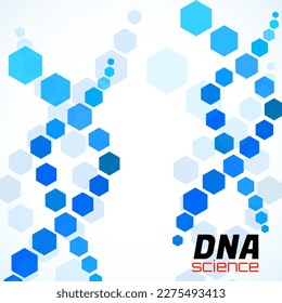 Abstract spiral of DNA, hexagon elements. Isolated on white background