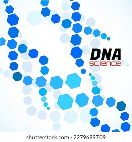 Abstract spiral of DNA, hexagon elements. Isolated on white background