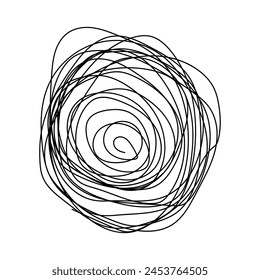 Abstract spiral doodle. Black line swirl design. Artistic curvy lines. Vector illustration. EPS 10.