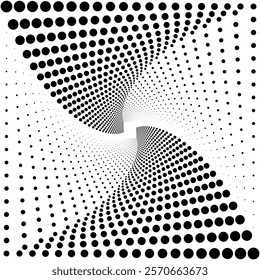 Abstract Spiral Dot Pattern in Black and White Design