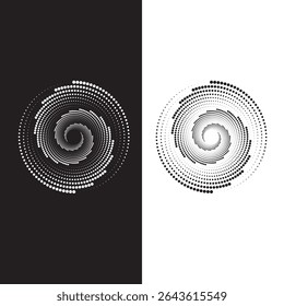 Abstract Spiral Dot Pattern - Black and White Geometric Design