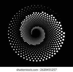 Abstract spiral dots background. Spiral logo, icon or design element. Vector-art illustration.