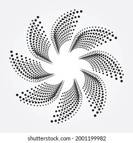Abstract spiral dotted background. Abstract concentric circular pattern with dots. Spiral halftone design element for multipurpose use.