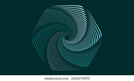Abstract spiral dotted circle urgency vortex style creative background in green.