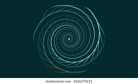 Resumen espiral punteado círculo urgencia vórtice estilo fondo creativo en verde.