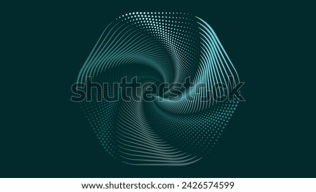 Abstract spiral dotted circle urgency vortex style creative background in green.