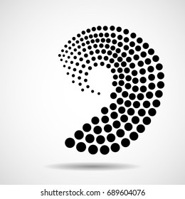 Abstract spiral with dotted circles. Dots in circular form. Vector design element