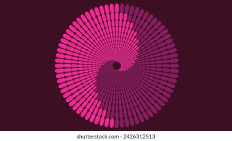 Abstract spiral dotted spinning vortex style urgency deep data cycle dark ping background.