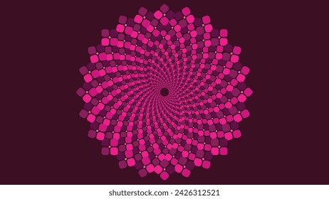 Abstract spiral dotted spinning vortex style urgency deep data cycle dark ping background.