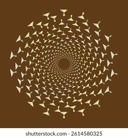 Abstract spiral dotted spinning vortex style flower background
