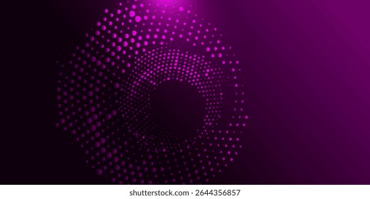 Abstrato espiral pontilhada girando fundo de vórtice em roxo escuro. Este fundo de estilo minimalista criativo pode ser usado como um banner ou papel de parede.