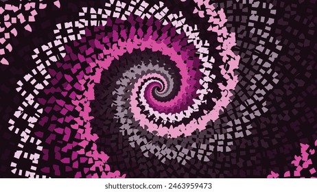 Abstract spiral dotted urgency big data cycle logo type simple spinning background. This minimalist background can be used as a banner, galaxy, outer space, big data presentation, infinity cycle.