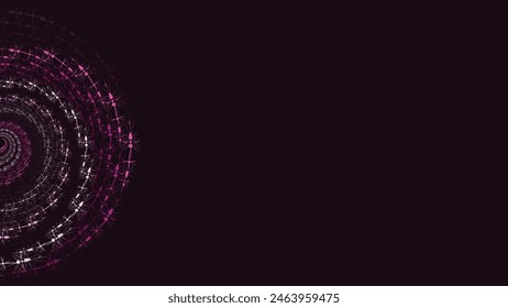 Abstract spiral dotted urgency big data cycle logo type simple spinning background. This minimalist background can be used as a banner, galaxy, outer space, big data presentation, infinity cycle.