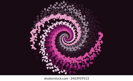 Abstract spiral dotted urgency big data cycle logo type simple spinning background. This minimalist background can be used as a banner, galaxy, outer space, big data presentation, infinity cycle.