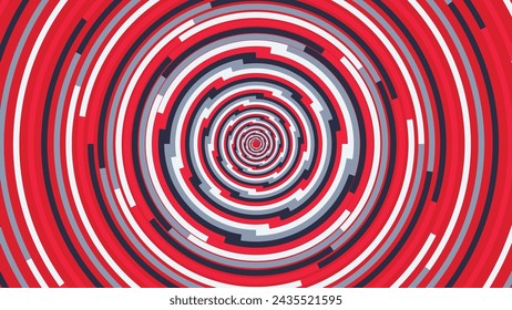 Abstract spiral dotted urgency data cycle dotted background in red.