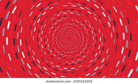 Abstract spiral dotted urgency data cycle dotted background in red.