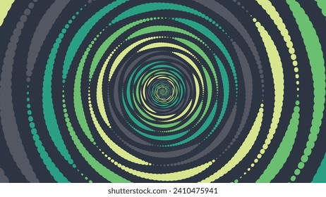 Abstract spiral dotted urgency vortex background.