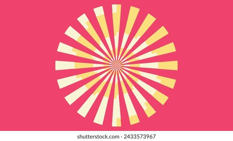 Abstracto espiral punteado urgencia vórtice estilo símbolo blanco y amarillo línea de fondo rosa.
