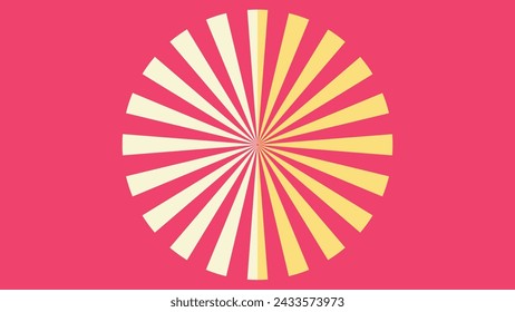 Abstract spiral dotted urgency vortex style symbol white and yellow line pink background.