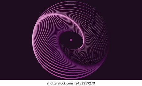 Abstract spiral dotted urgency vortex style thin line spinning round logo type background.