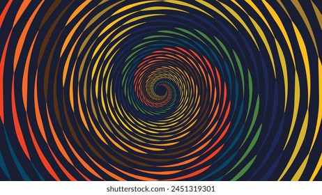 Abstractas espiral punteada urgencia vortex estilo línea delgada girando alrededor tipo de logotipo de fondo.
