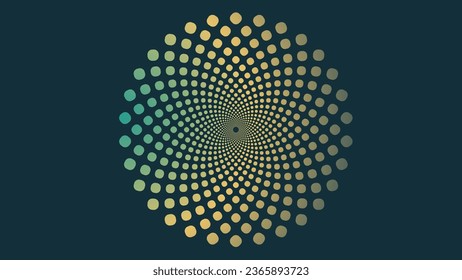 Abstract spiral dotted vortex background in gradient color combination. This creative simple background can be used as a banner or wallpaper.